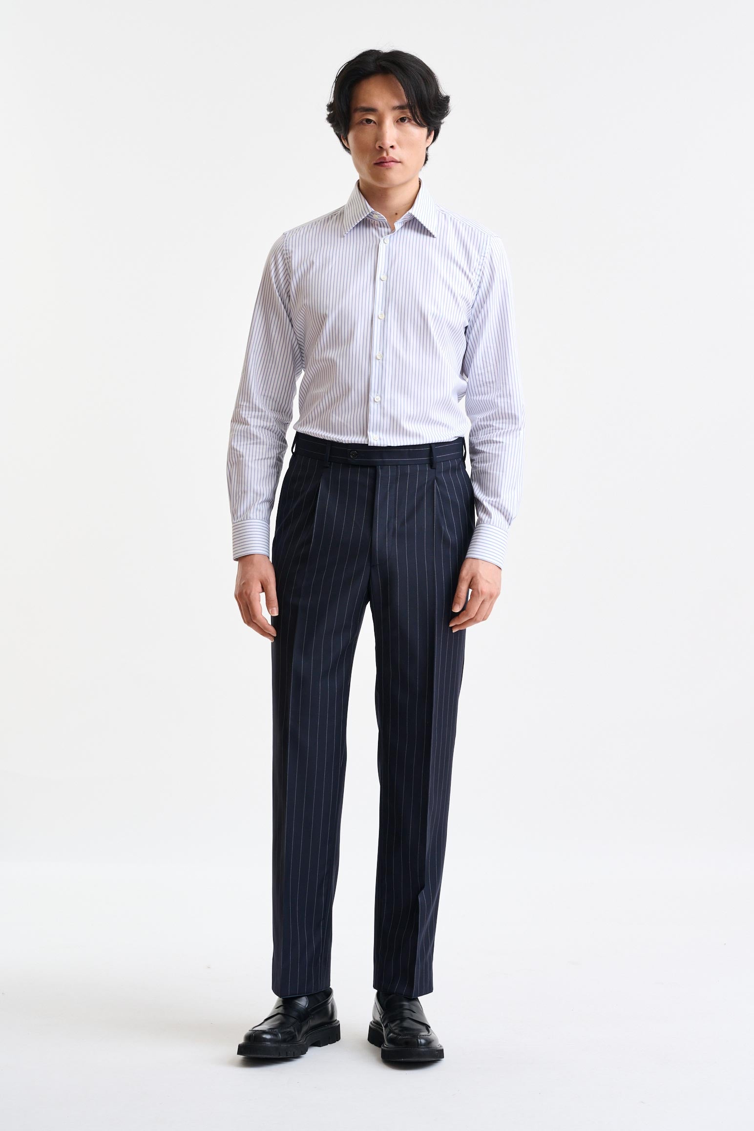 White-Blue Stripped 100% Cotton Twill Formal Shirt - Image 4