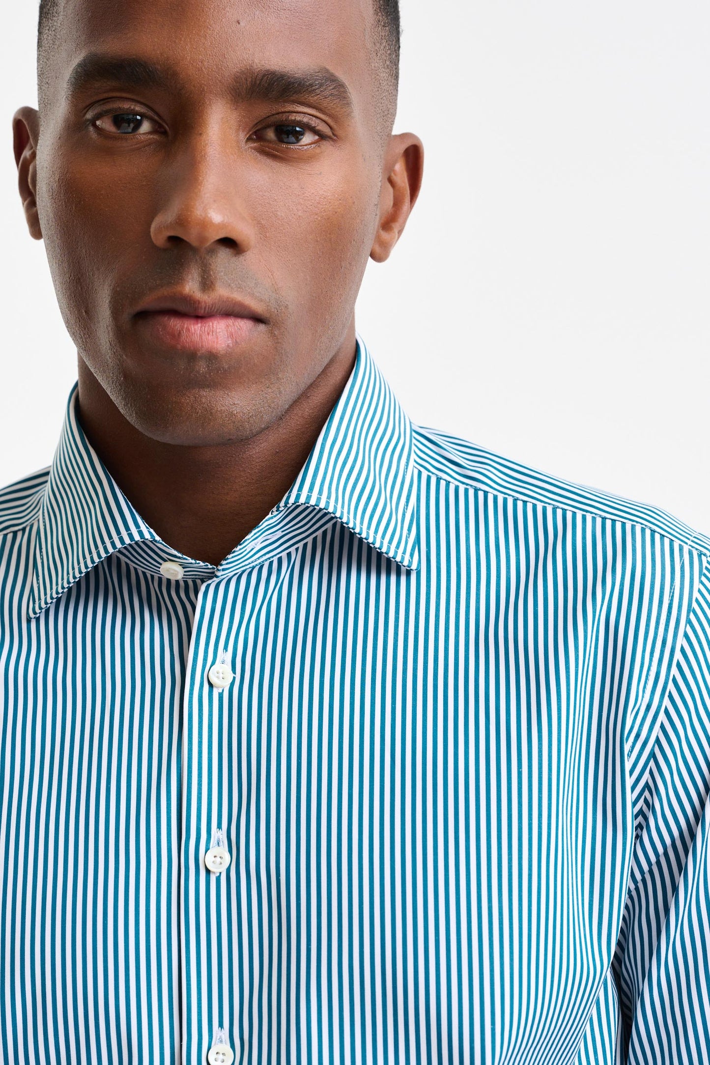 Green Stripped 100% Cotton Poplin Formal Shirt - Image 2