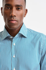 Green Stripped 100% Cotton Poplin Formal Shirt - Image 2
