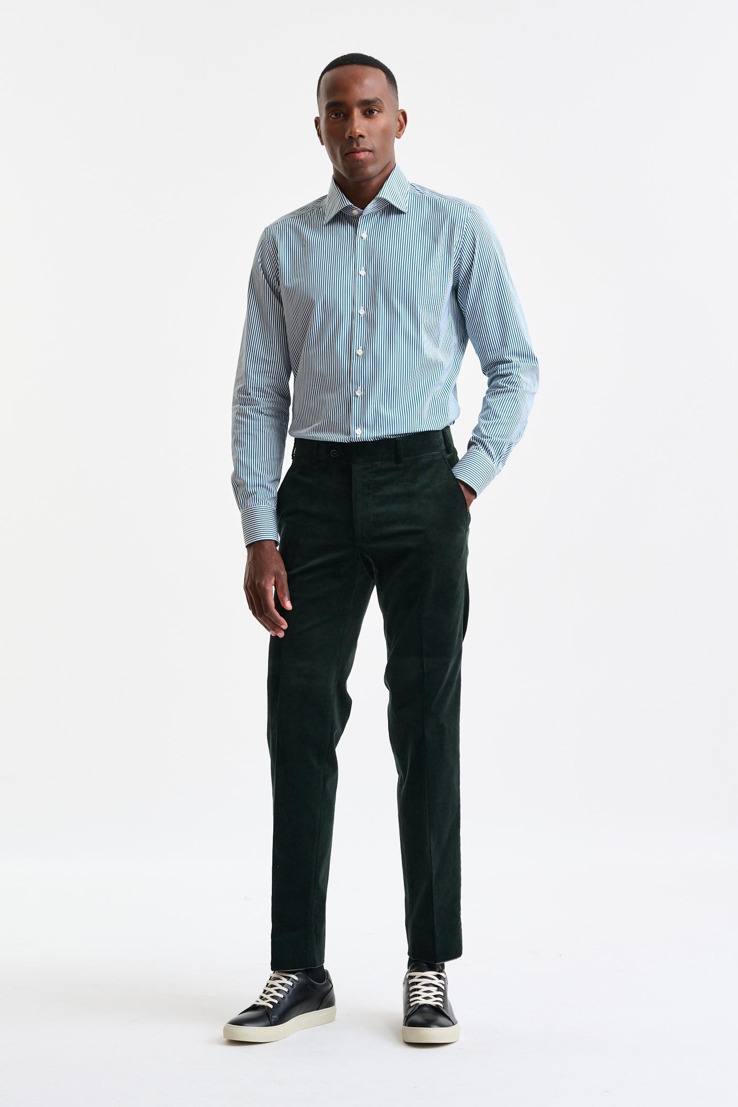 Green Stripped 100% Cotton Poplin Formal Shirt - Image 4