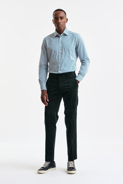 Green Stripped 100% Cotton Poplin Formal Shirt - Image 4