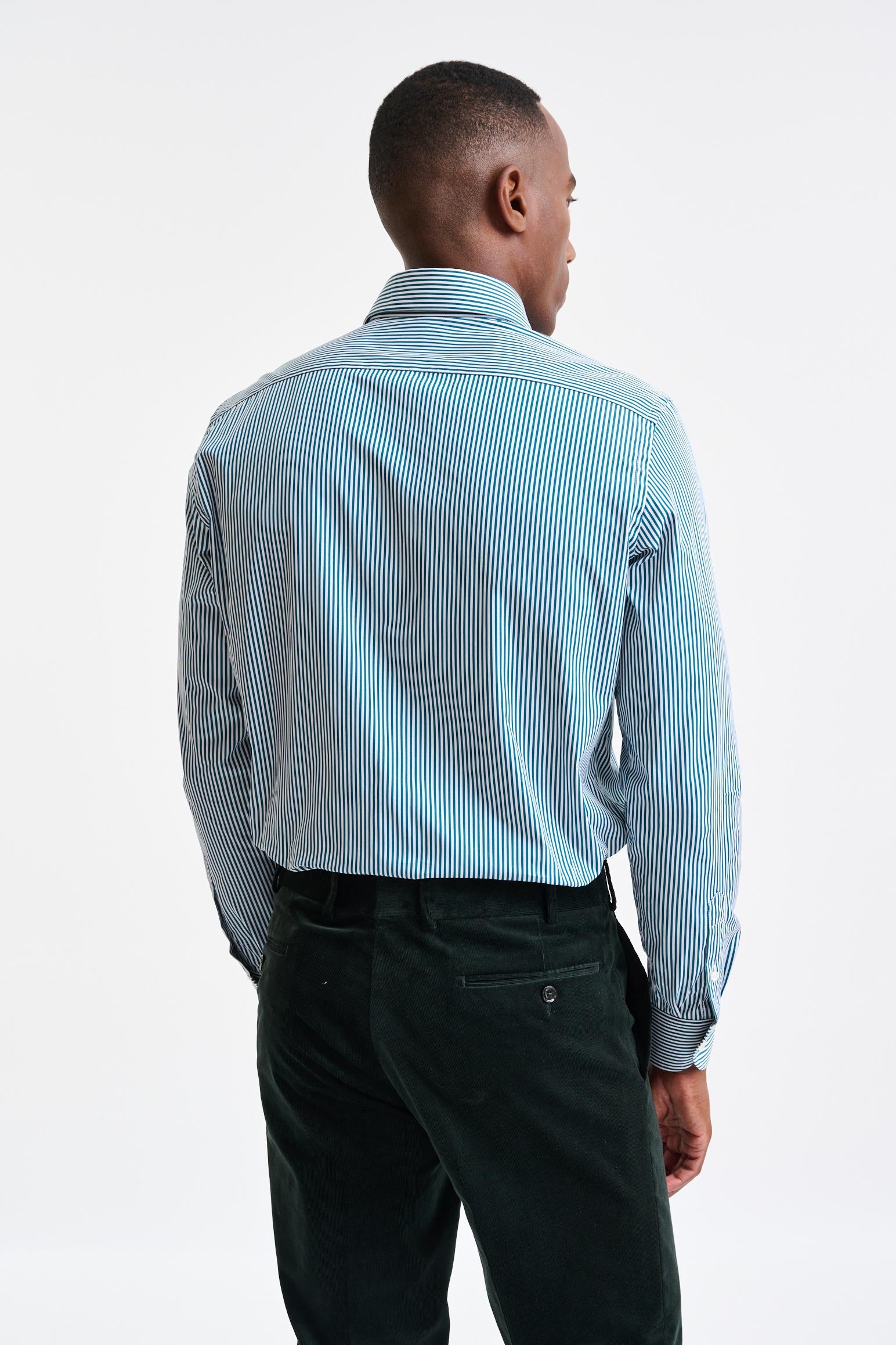 Green Stripped 100% Cotton Poplin Formal Shirt - Image 5