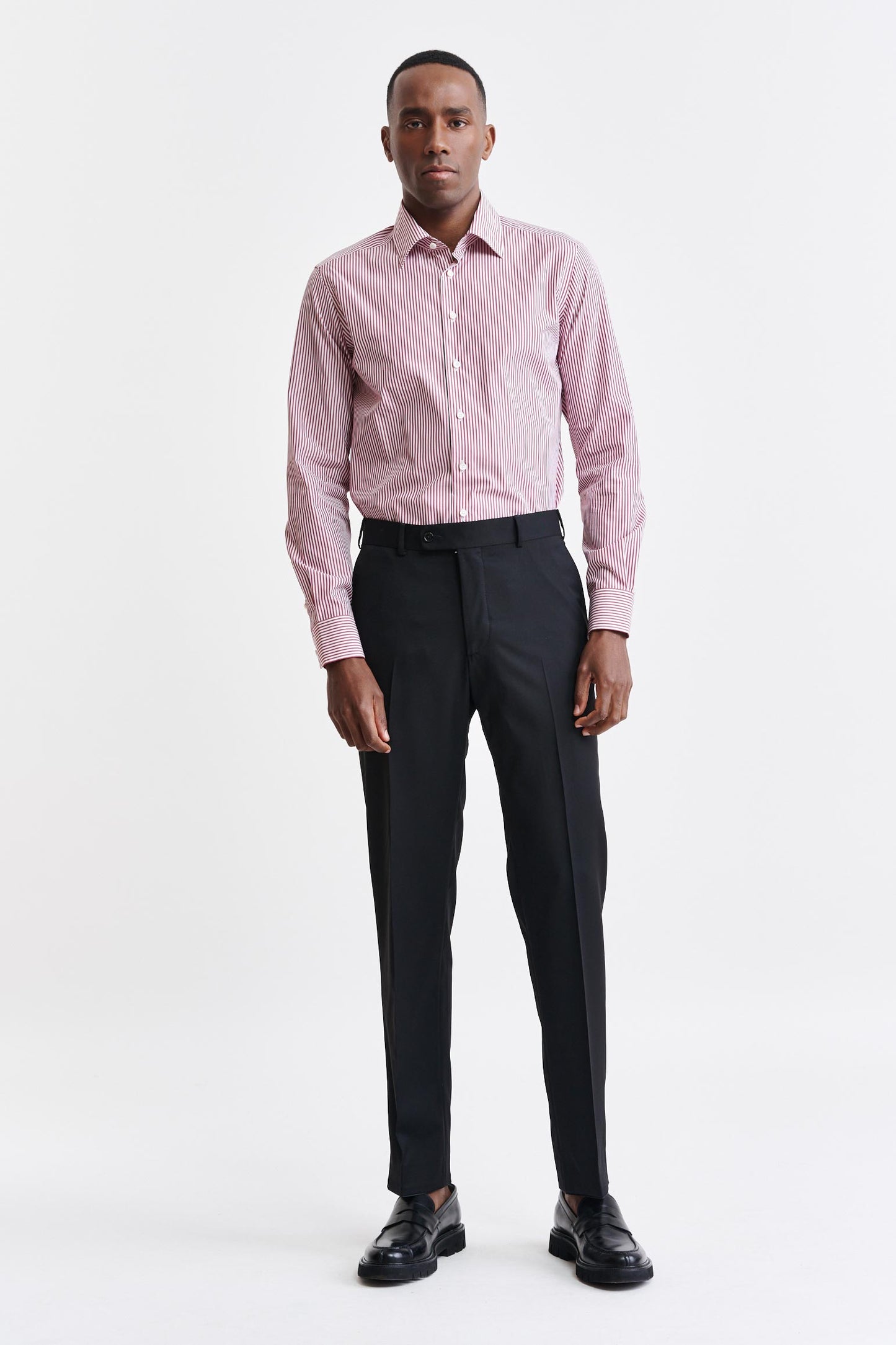 White-Red Stripes Cotton Poplin Formal Shirt