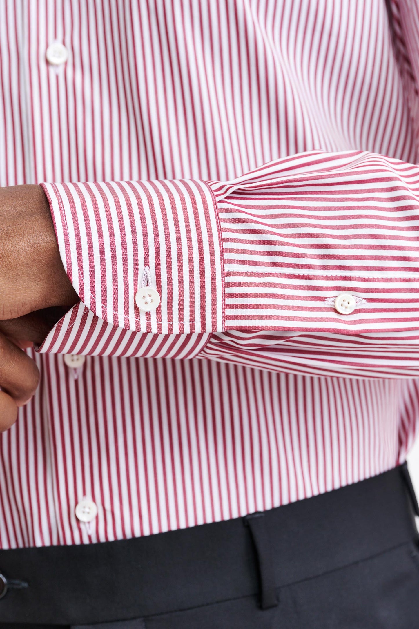 White-Red Stripes Cotton Poplin Formal Shirt