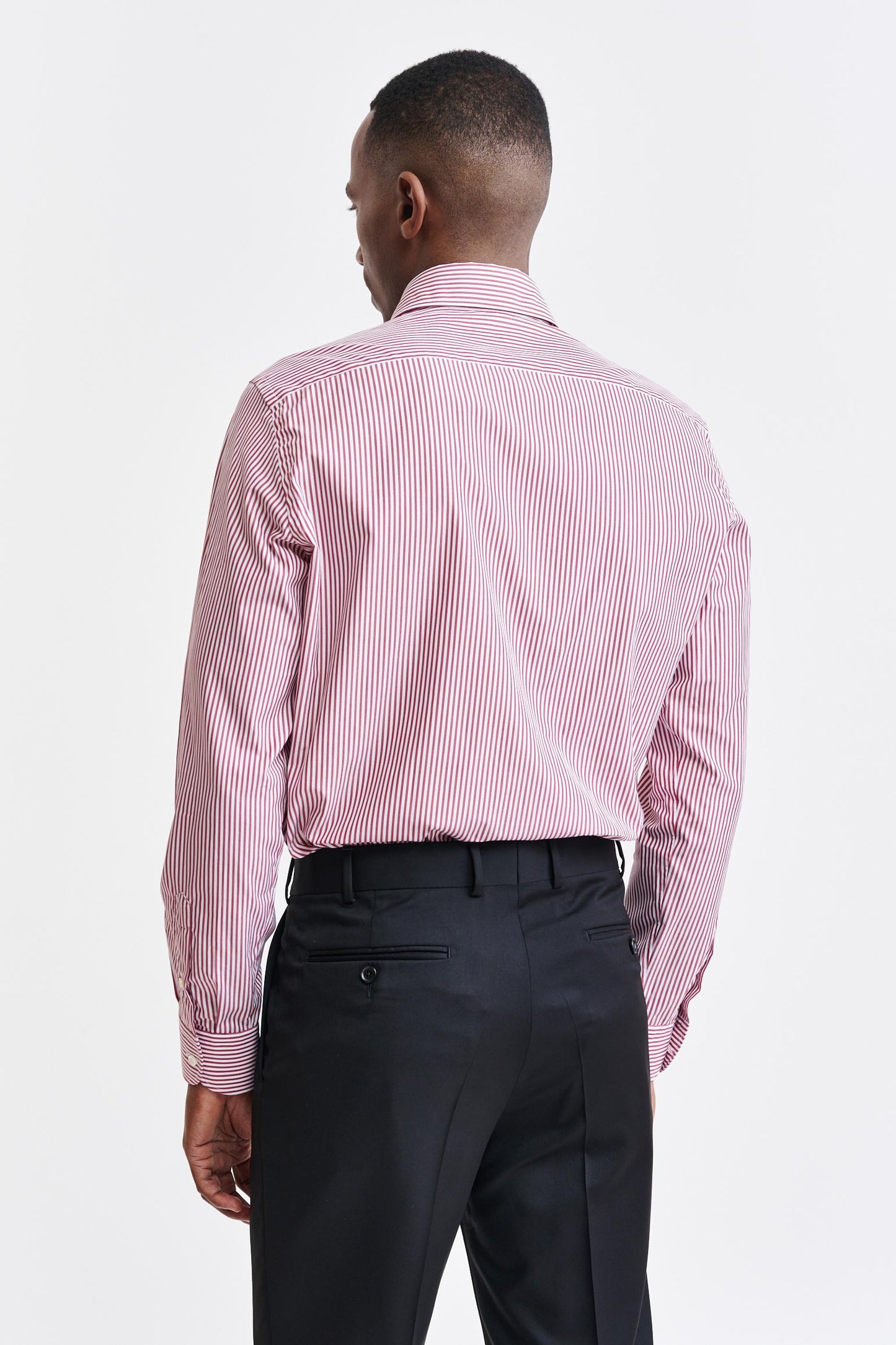 White-Red Stripes Cotton Poplin Formal Shirt