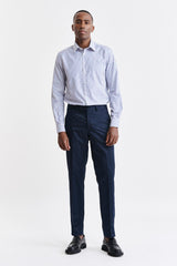 Medium Wit-blauw Gestreept Katoenen Pinpoint Overhemd