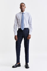 Dark Blue Stripes Cotton Poplin Formal Shirt