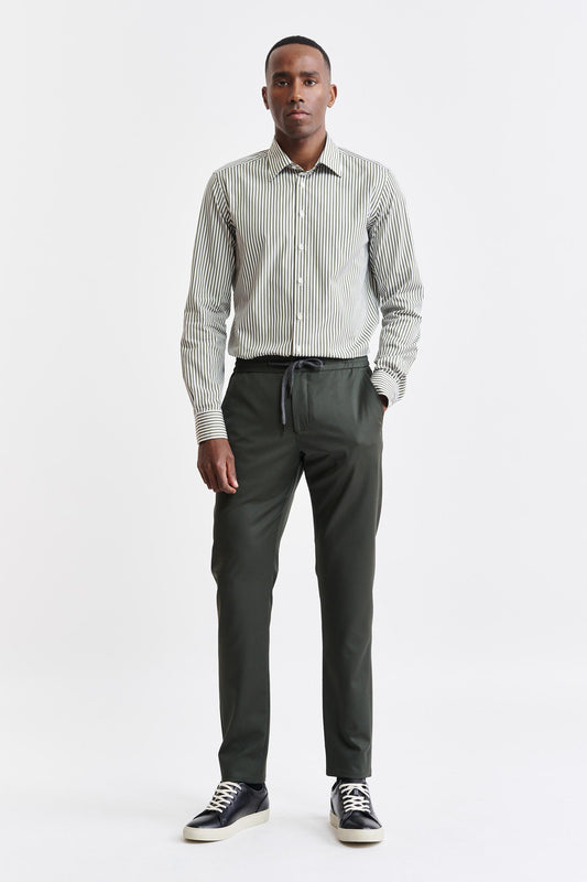 Plain Green Cotton Twill Formal Shirt Image 2