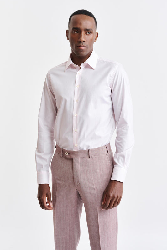 Light Pink & White Cotton Twill Formal Shirt Image 1