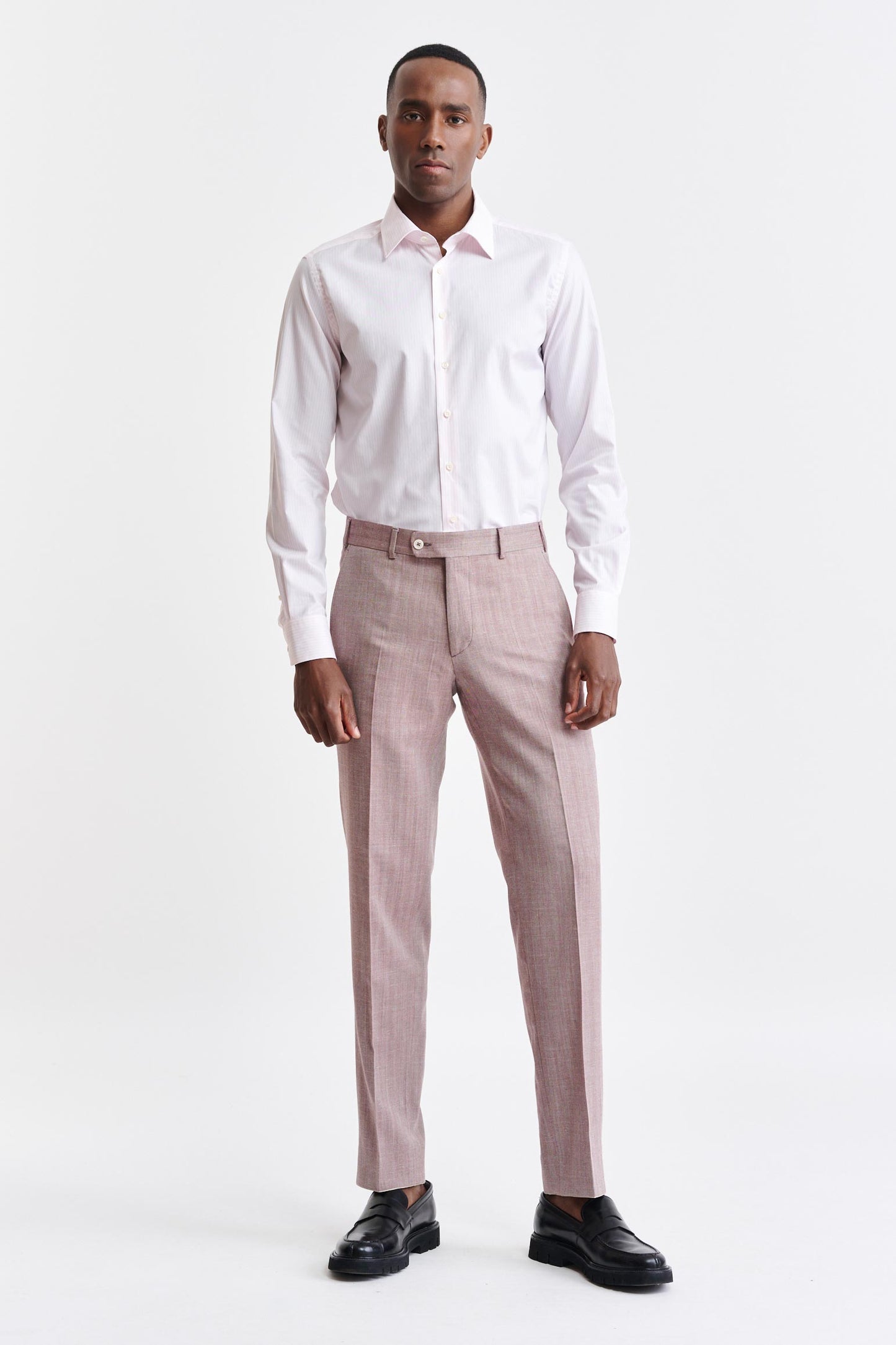 Light Pink & White Cotton Twill Formal Shirt