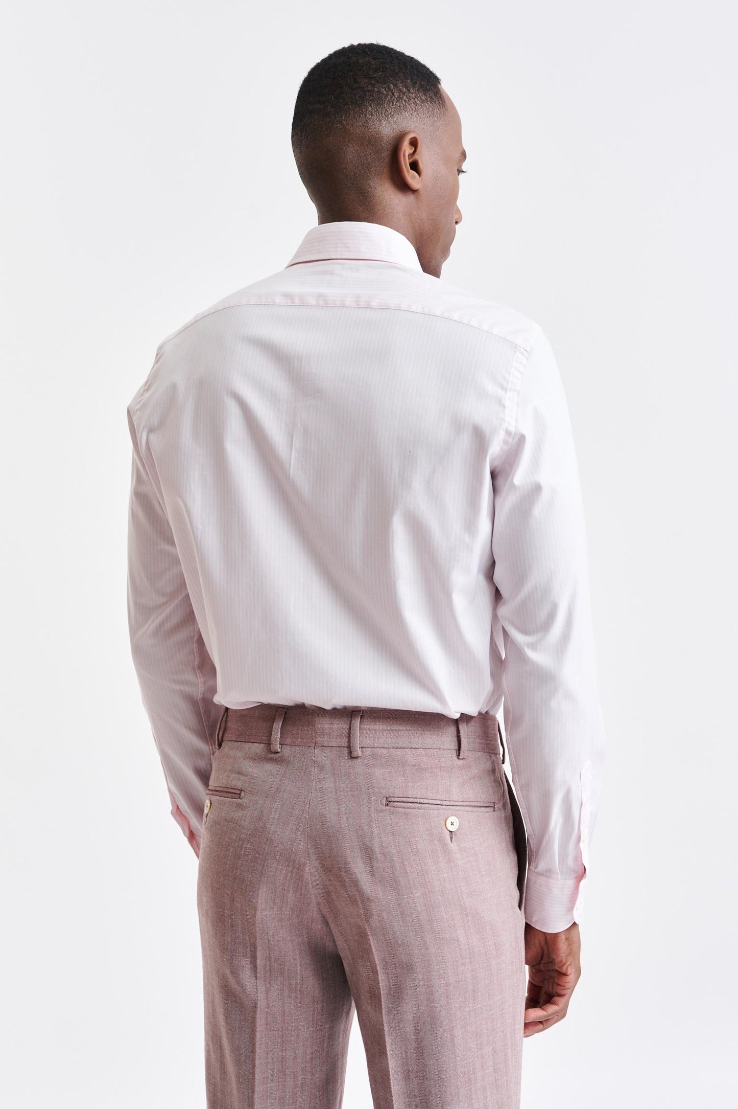 Light Pink & White Cotton Twill Formal Shirt