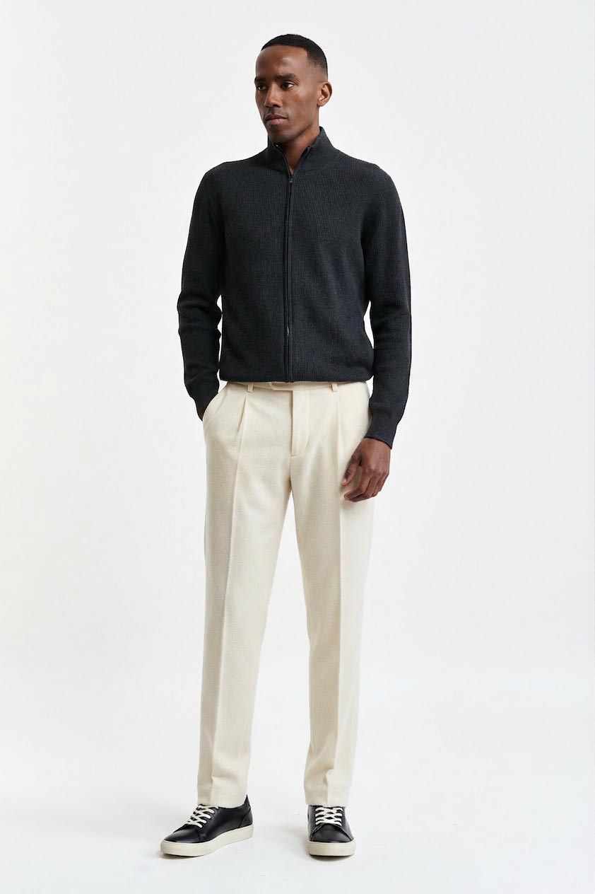 White Signature Trousers Cashmere Cotton - 1