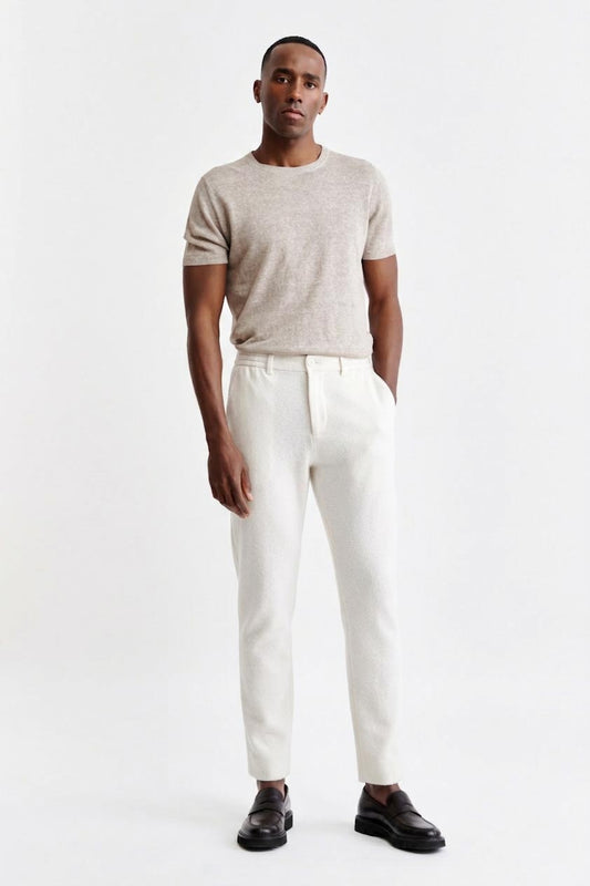White Drawstring Trousers Cashmere Cotton