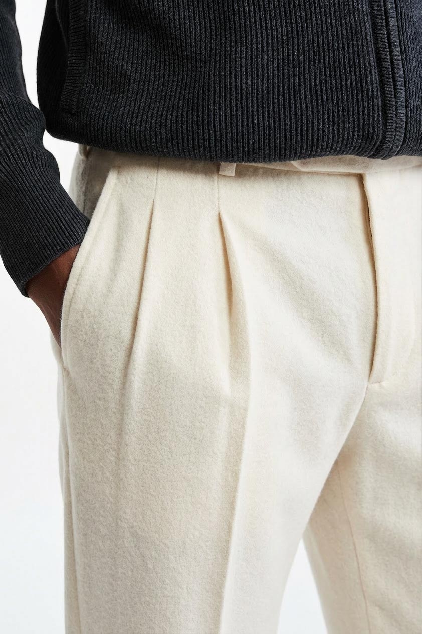 White Signature Trousers Cashmere Cotton - 3