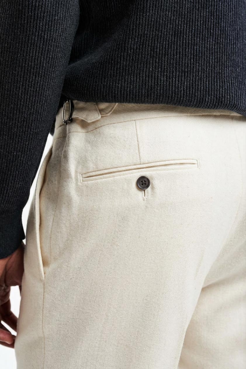 White Signature Trousers Cashmere Cotton - 4