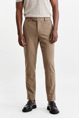 Middelbruine Broek Met Trekkoord Cashmere Cotton