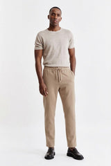 Middelbruine Broek Met Trekkoord Cashmere Cotton