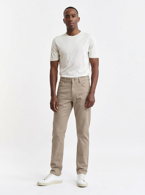 Pantalon Cinq Poches Marron Moyen Cashmere Cotton