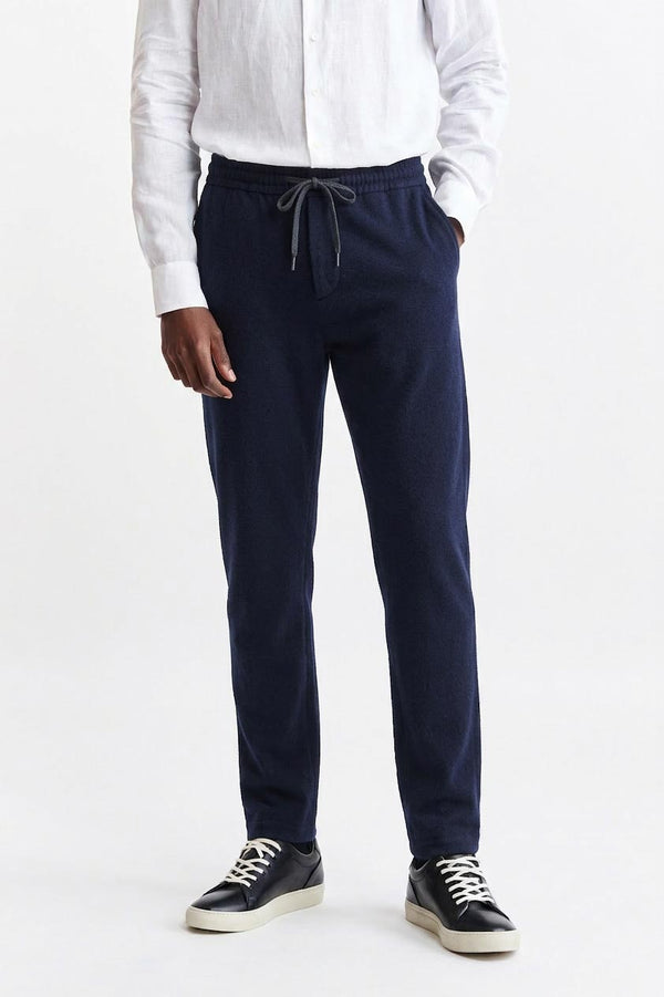 Medium Blue Drawstring Trousers Cashmere Cotton