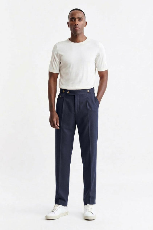 Mittelblaue Gurkha Hose Cashmere Cotton