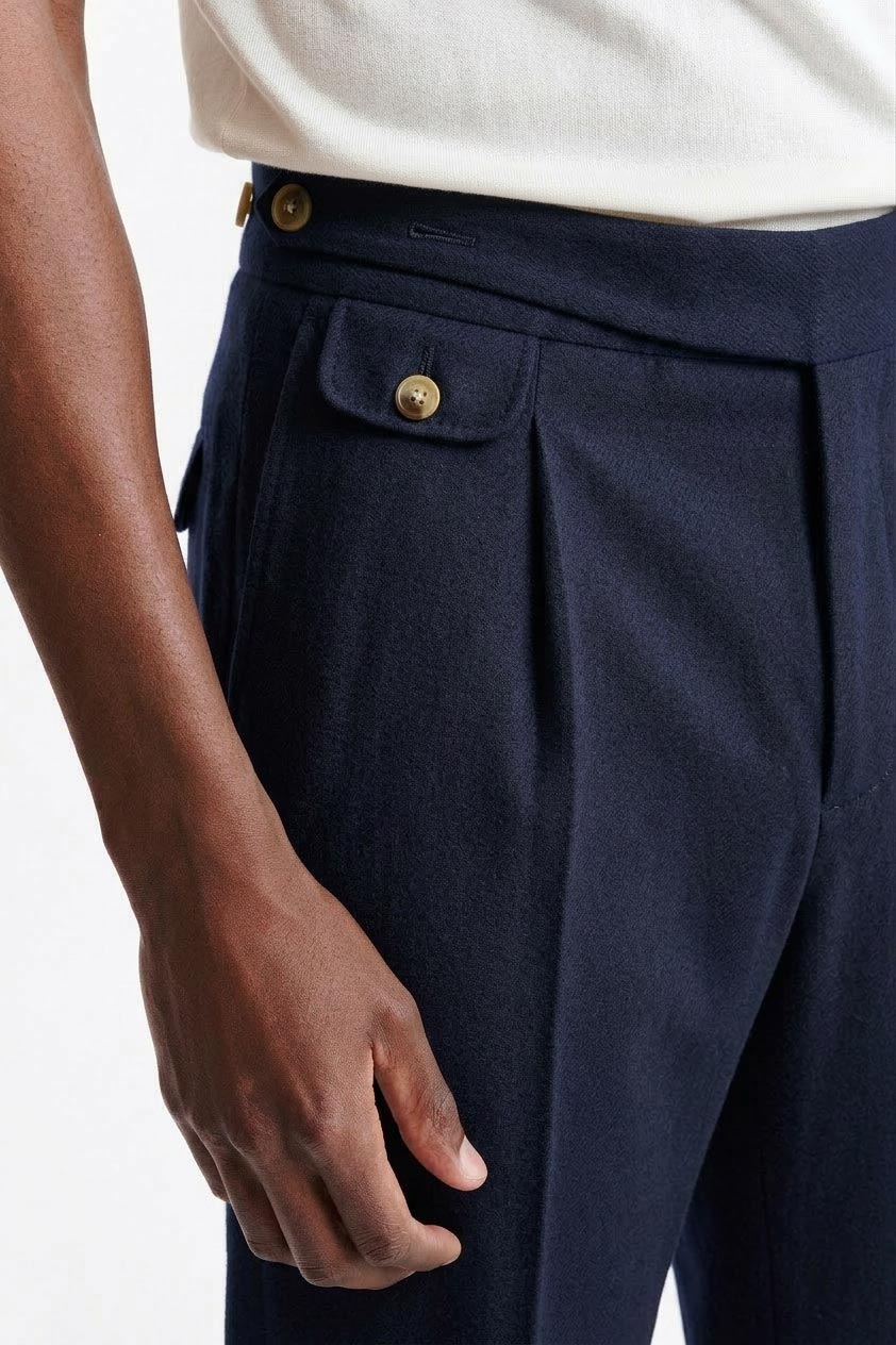 Middelblauwe Gurkha-Broek Cashmere Cotton