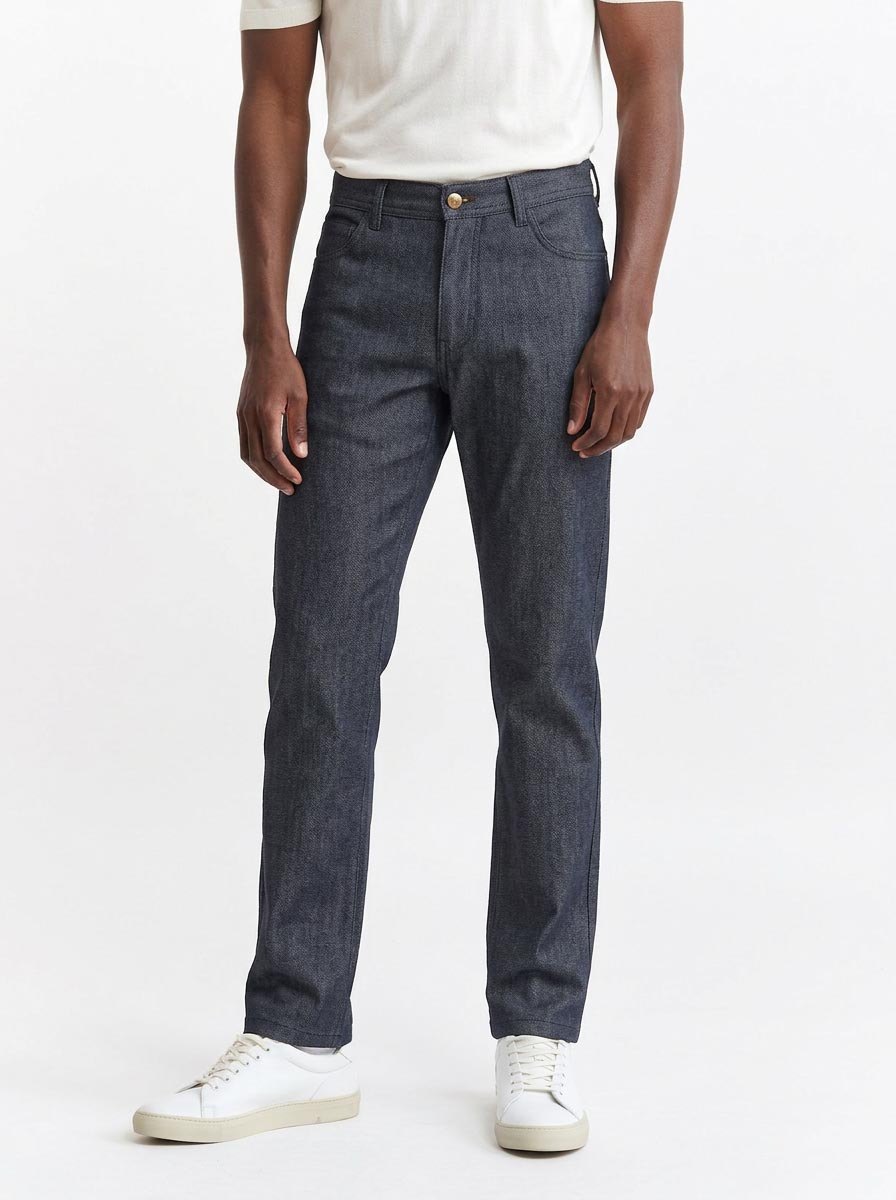 Donkerblauwe Katoenen Broek Met Vijf Zakken Cashmere Denim