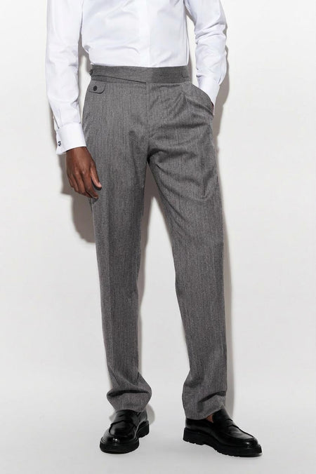 Pantalon Gurkha Gris Clair 100% Laine New Deluxe