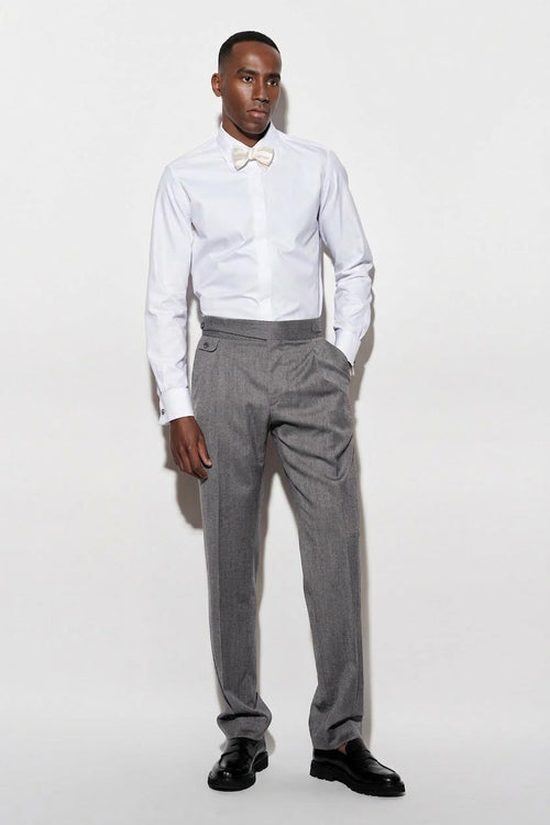 Light Grey 100% Wool Gurkha Trousers New Deluxe - 2