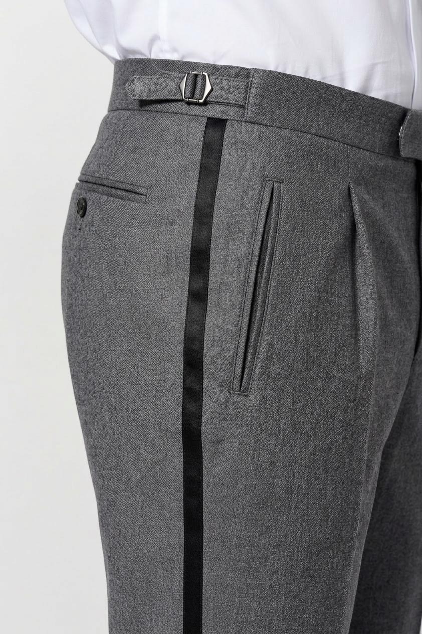 Lichtgrijze 100% Wollen Broek Met Trekkoord New Deluxe