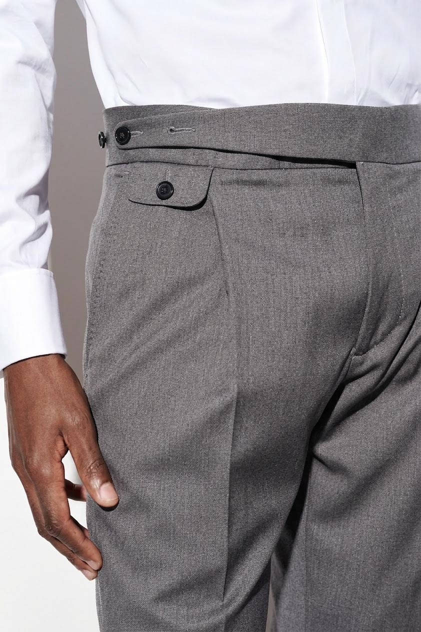 Lichtgrijze 100% Wollen Gurkha-Broek New Deluxe