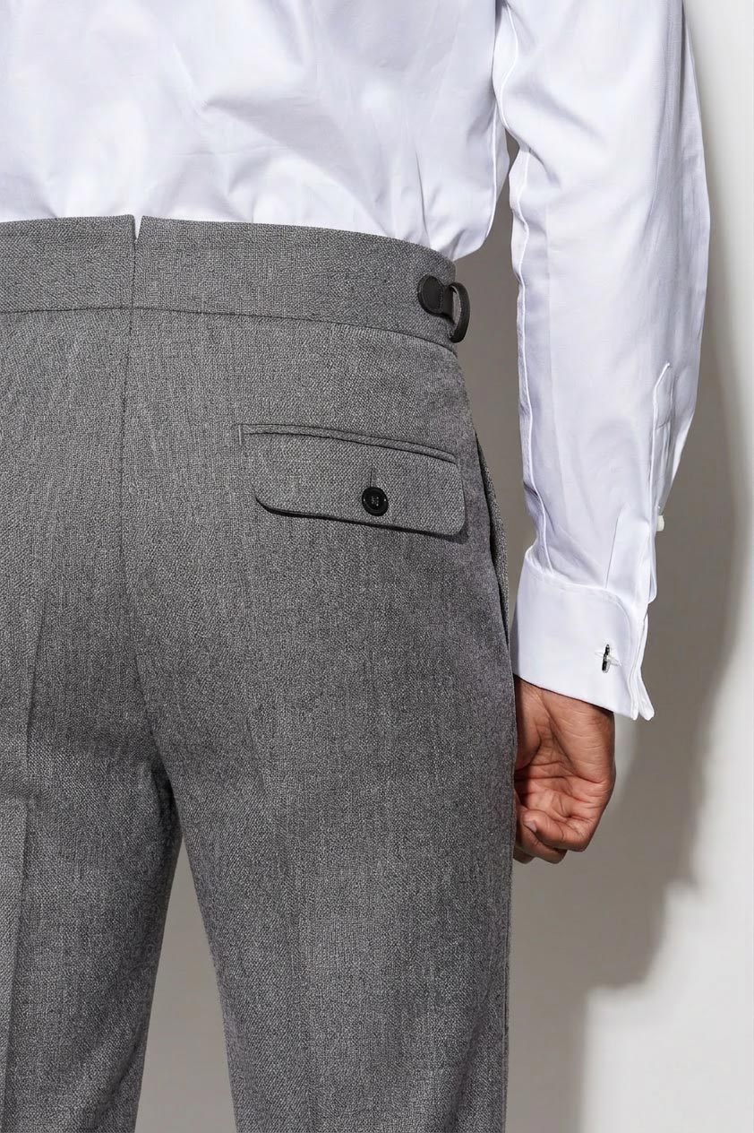 Lichtgrijze 100% Wollen Gurkha-Broek New Deluxe