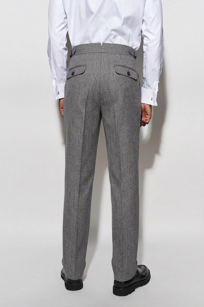 Lichtgrijze 100% Wollen Gurkha-Broek New Deluxe