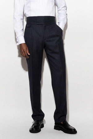 Pantalones Gurkha Azul Oscuro 100% Lana New Deluxe