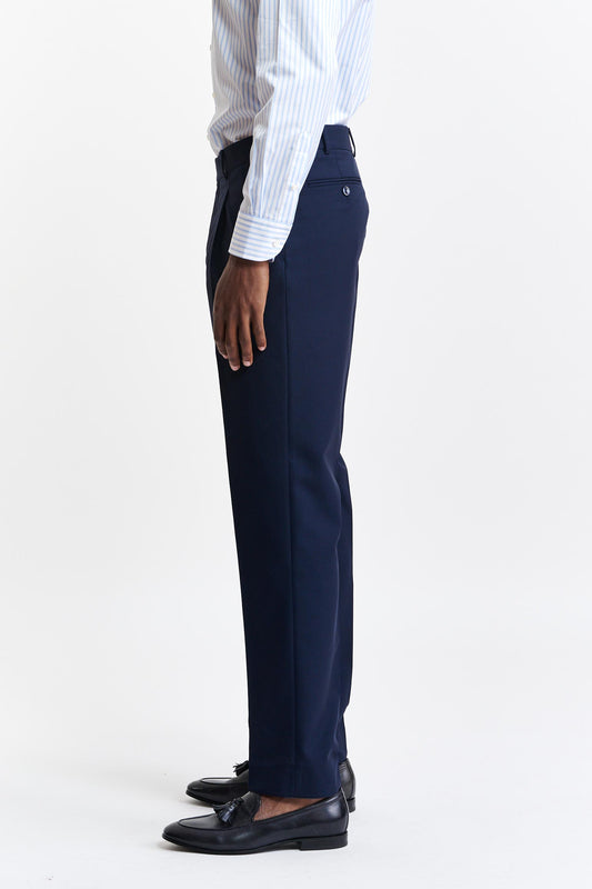 Dark Blue 100% Wool Signature Trousers New Deluxe