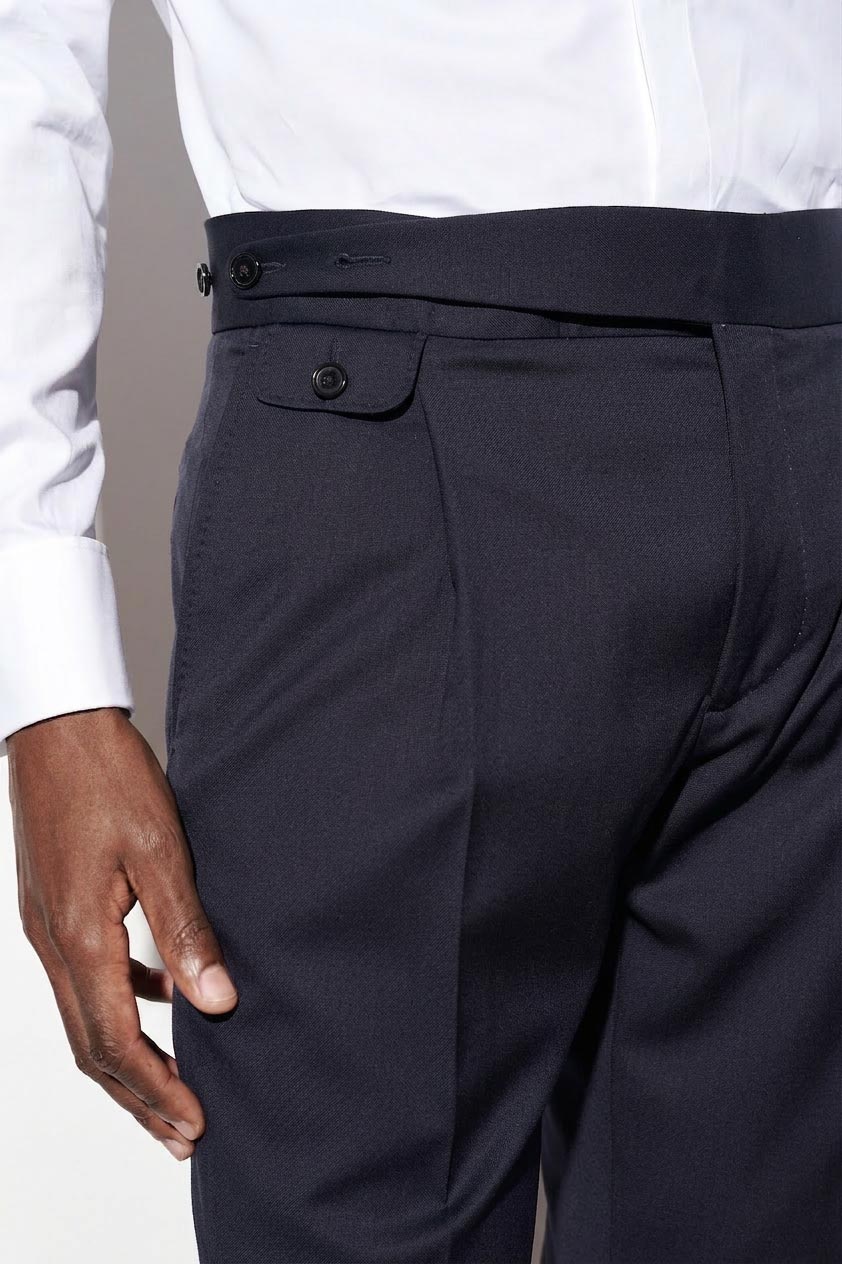 Donkerblauwe 100% Wollen Gurkha-Broek New Deluxe