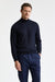 Marineblauer Ramsey-Pullover mit hohem Rundhalsausschnitt aus Kaschmir und Seide