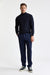Marineblauer Ramsey-Pullover mit hohem Rundhalsausschnitt aus Kaschmir und Seide