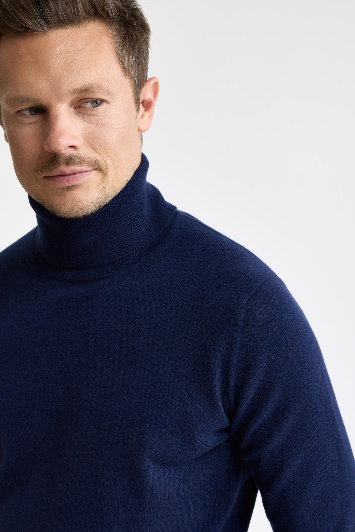 Pull à col roulé Drumberg en 100 % cachemire, bleu Neptune
