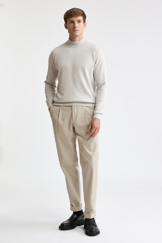 Pull à col montant Evanton en laine et cachemire, couleur blanc cassé