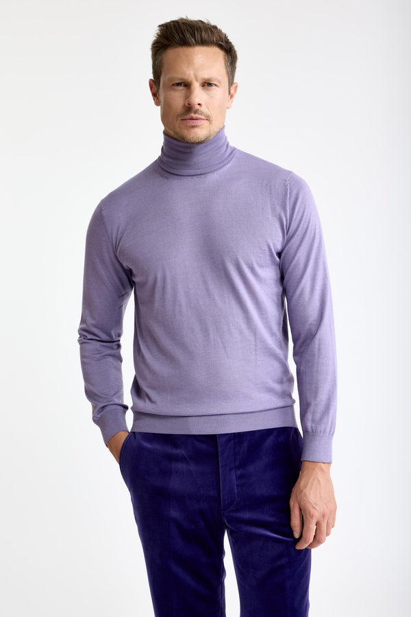 Telford-Strickpullover mit Rundhalsausschnitt aus Kaschmir und Seide in zartem Lavendel