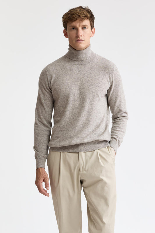 Pull à col roulé Drumberg en laine et cachemire mélangé beige