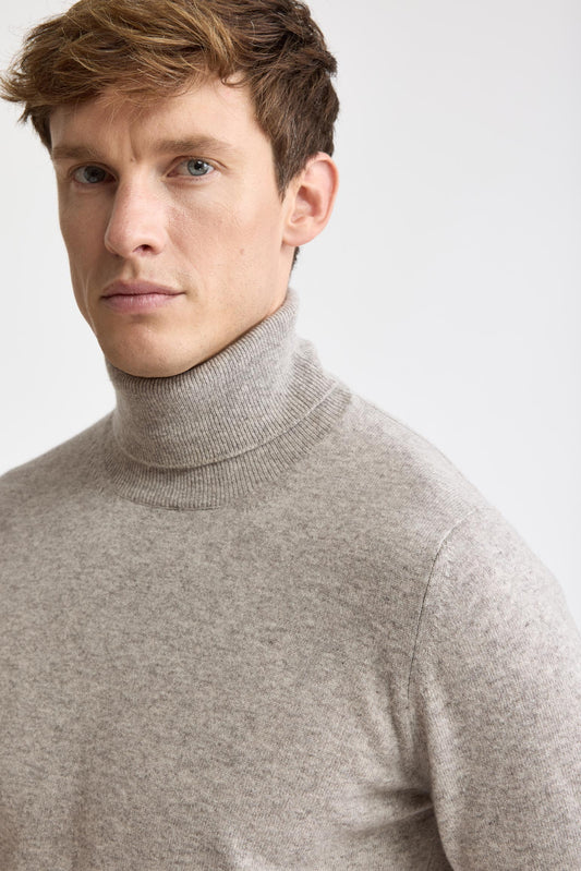 Pull à col roulé Drumberg en laine et cachemire mélangé beige