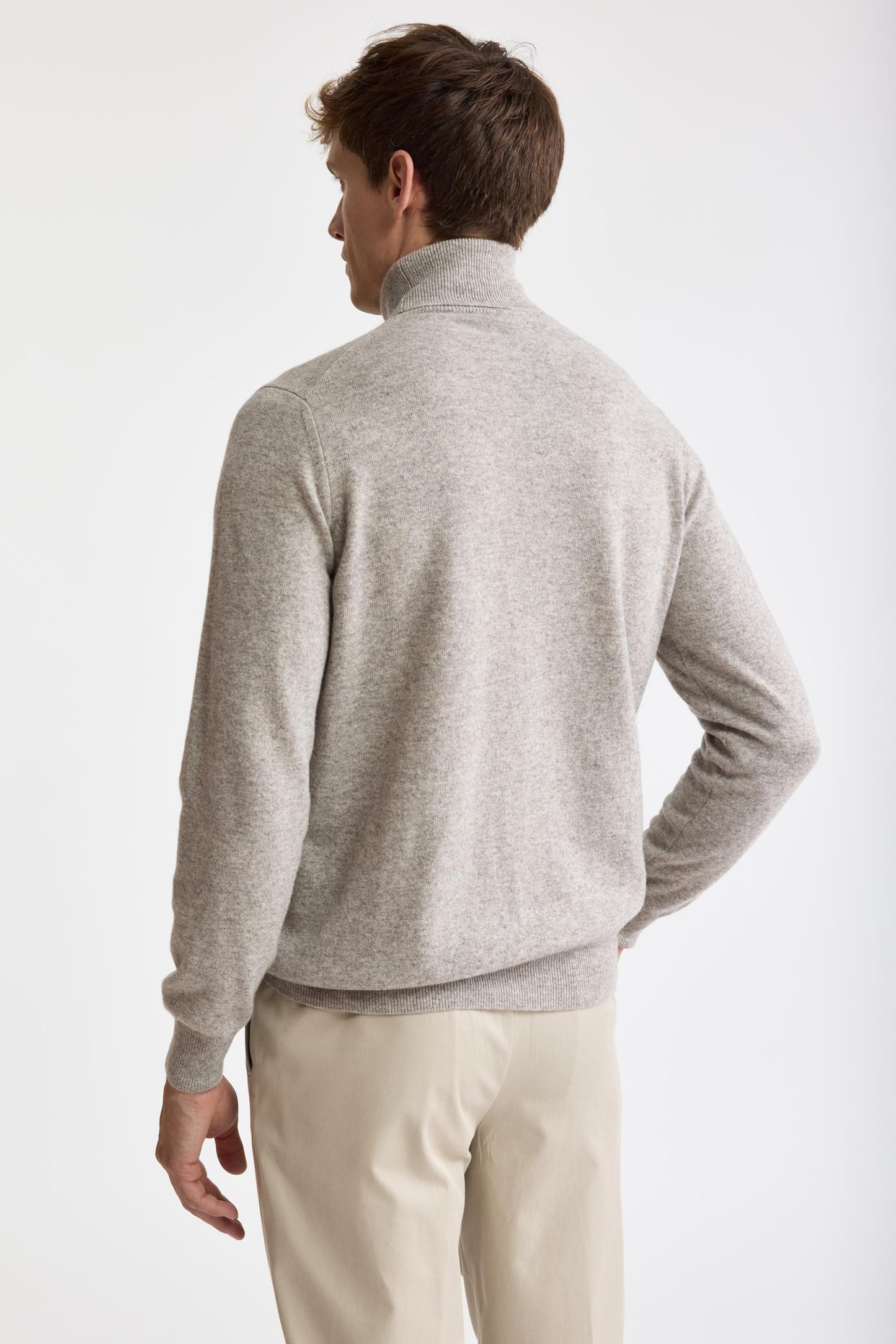 Beige-melierter Rollkragenpullover aus Wolle und Kaschmir „Drumberg“